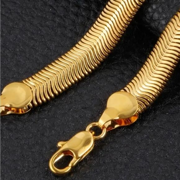 Mens 2 Piece High Quality 20" Snake Chain & Bracelet Set Goldtone Jewelry New - Picture 3 of 7